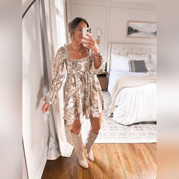 Anthropologie Pilcro Square-Neck Corduroy Babydoll Mini Dress Size XXSP NWT - Picture 4 of 10